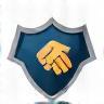 Trust Icon depicting a handshake and shield