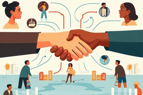 Illustration or photo representing collaboration between local Detroit businesses