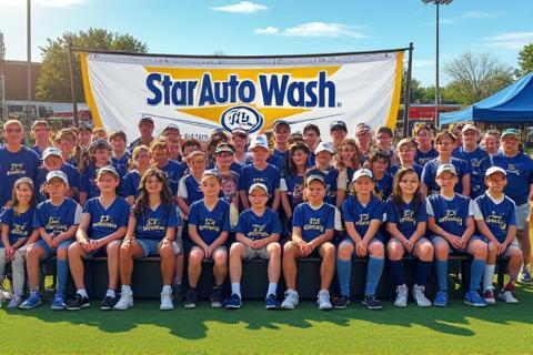 Montage of Star Auto Wash proudly sponsoring local Detroit events or youth sports teams