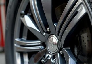 Close-up of a perfectly cleaned and shined tire and wheel assembly